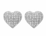 1.3ct Round Cut VVS1 Diamond Puff Heart Stud Earrings Women 14k WhiteGold Finish