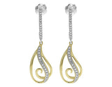 0.2ct Round Cut VVS1 Diamond Stylish Filigree Dangle Earrings 14k Dual Gold Over