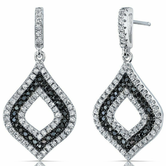 5Ct Round Cut Black & White Diamond Stylish Drop Earrings 14K White Gold Finish