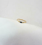 0.2ct Engagement Ring Baguette Cut Blue Sapphire Minimalist 14k Yellow Gold Over