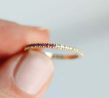 1ct Round Cut Pink Ruby Wedding Band Ring 14k Yellow Gold Finish Full Eternity