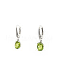 0.75ct Oval Simulated Peridot Solitaire Drop Earrings 14k White Gold Plated