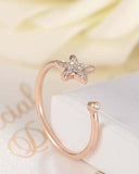 Open Cuff Star Fish Engagement Ring 0.3ct Round Cut Diamond 14k Rose Gold Finish