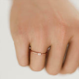 Thin Minimalist Bypass Engagement Ring 0.2ct Round Cut Diamond 14k RoseGold Over