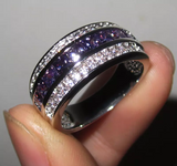 2Ct Princess Cut Purple Amethyst Half Eternity Wedding Band 18K White Gold Over