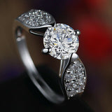 4Ct Round Diamond Accent Elegant Solitaire Engagement Ring 14K White Gold Finish