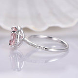 1ct Cushion Cut Peach Morganite Solitaire Engagement Ring 18k White Gold Finish