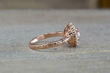 2ct Round Cut Peach Morganite Engagement Ring 14k RoseGold Finish Diamond Floral