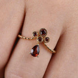 1ct Pear Cut Red Garnet Wedding Band Stylish Crown Curved 14k Yellow Gold Finish