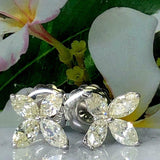 2.89ct Marquise Cut VVS1D Diamond Floral Stud Earrings 14k White Gold Finish