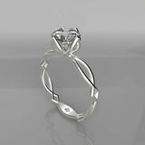 1ct Round Cut Diamond Split Shank Open Floral Solitaire Ring 14k White Gold Over