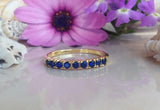 1.2ct Wedding Band Round Cut Blue Sapphire Half Eternity 14k Yellow Gold Finish