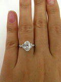 4Ct Oval Cut Diamond Marquise Halo Solitaire Engagement Ring 18K White Gold Over