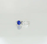 1ct Round Cut Blue Sapphire Engagement Ring 14k White Gold Over Accent Solitaire