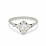 1.2ct Marquise Cut Diamond Trillion Accents Trilogy Ring 14k White Gold Finish