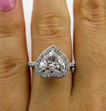 4.5ct Heart Diamond Hidden Halo Solitaire Engagement Ring 14K White Gold Over