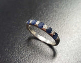 1.3ct Wedding Ring Band Round Cut Blue Sapphire Stackable 14k White Gold Finish