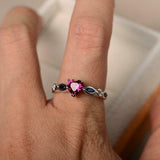 1ct Heart Cut Pink Ruby Engagement Ring Solitaire with Accent 14k WhiteGold Over