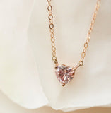 1ct Heart Simulated Peach Morganite Solitaire Pendant Chain 14k Rose Gold Plated