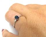 1ct Engagement Ring Oval Cut Blue Sapphire Three Stone 14k White Gold Finish