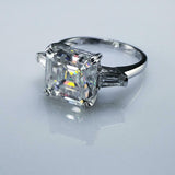 4ct Asscher Diamond Engagement Ring Baguette Accent Trilogy 14k White Gold Over