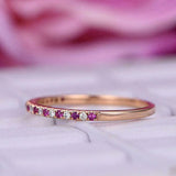 1ct Round Cut Alternating Pink Ruby Diamond Wedding Band 14k Rose Gold Finish