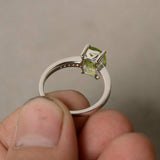 1.3ct Cushion Cut Green Peridot Engagement Ring 14k White Gold Finish Solitaire