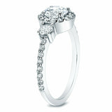 2.5Ct Round Cut Diamond Halo with Accents Engagement Ring 14K White Gold Finish