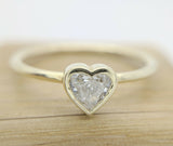 1ct Heart Cut Diamond Bezel Setting Love Engagement Ring 14k White Gold Finish