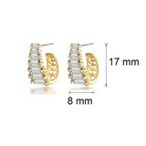 Stylish Stud Earrings 1.3ct Baguette Cut VVS1D Diamond 14k Yellow Gold Finish