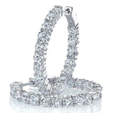 4ct Round Cut Diamond Inside Out Stylish Party Hoop Earrings 14k White Gold Over