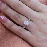 1.5ct Oval Cut Diamond Accent with Solitaire Engagement Ring 14k White Gold Over