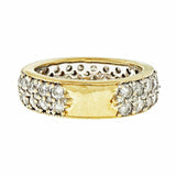 2ct Round Cut Diamond Wedding Ring Band 3 Row 3/4th Eternity 14k YellowGold Over