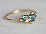 2ct Round Cut London Blue Topaz Cluster Engagement Ring 14k Yellow Gold Finish