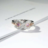 2Ct Heart Cut Pink Sapphire Diamond Infinity Engagement Ring 14K Dual Gold Over