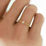 Dainty Minimalist Engagement Ring 0.3ct Round Cut Diamond 14k Yellow Gold Finish