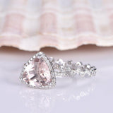 2ct Trillion Peach Morganite Halo Bridal Set Engagement Ring 14k White Gold Over