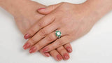 2.3ct Round Diamond Green Emerald Art Deco Engagement Ring 14k White Gold Finish