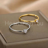 0.6ct Heart Simulated Diamond Minimalist Engagement Ring 14k Yellow Gold Plated