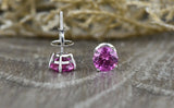 2ct Round Cut Pink Sapphire ScrewBack Bridal Stud Earrings 14k White Gold Finish