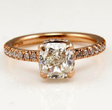 4Ct Cushion Cut Diamond Accent Hidden Halo Engagement Ring 14K Rose Gold Finish