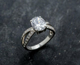 1.6ct Engagement Ring Oval Cut Diamond Split Shank 14k White Gold Finish