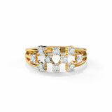 0.7ct Wedding Band Round Cut Diamond Cocktail Cluster Star 14k YellowGold Finish