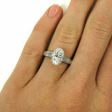 2ct Oval Cut VVS1D Diamond Engagement Ring Baguette Accent 14k White Gold Finish