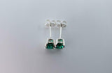 1ct Stud Earrings Oval Cut Green Emerald Solitaire Women 14k White Gold Finish