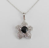 2ct Round Cut Black Diamond Floral Design Pendant 14k White Gold Finish NO CHAIN