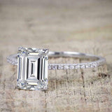 1.2ct Emerald Cut Diamond Engagement Ring 14k WhiteGold Finish Solitaire Promise