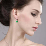 2.1ct Drop Earrings Oval Cut Green Emerald Solitaire Women 14k White Gold Finish