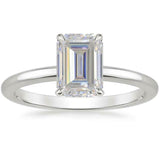 2ct Emerald Cut Diamond Engagement Ring 14k White Gold Finish Classic Solitaire