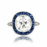 2.1ct Round Cut Diamond Engagement Ring 18k White Gold Finish Art Deco Milgrain